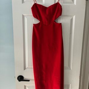 Red Cut-out Midi Dress